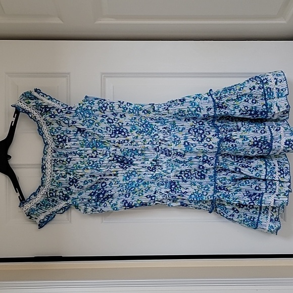 Poupette St Barth Womens Alba Blue Floral Print Cotton Mini Dress NWT - Picture 6 of 13